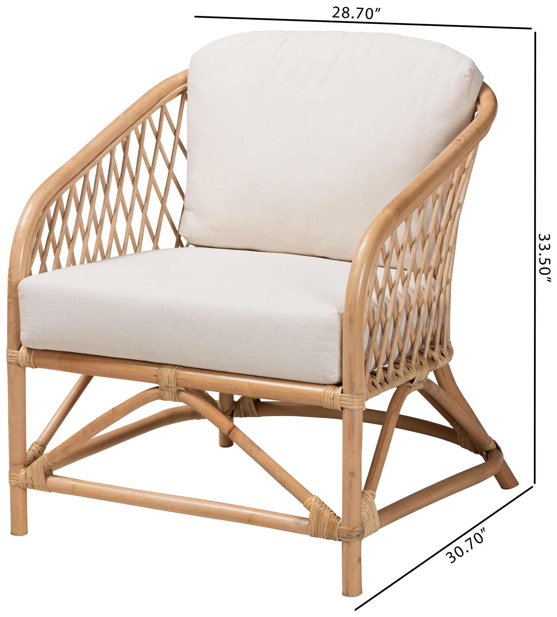 Baxton Studio Patsy Natural Brown Rattan Accent Armchair