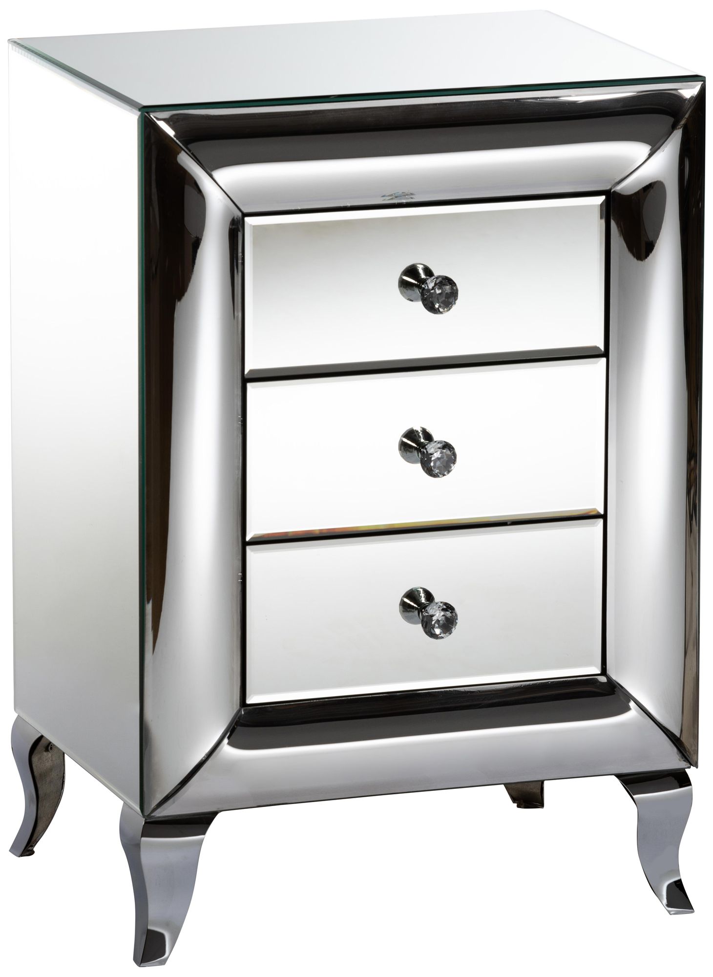 Baxton Studio Pauline 18 Wide Mirrored 3 Drawer Nightstand 97D00 Lamps Plus
