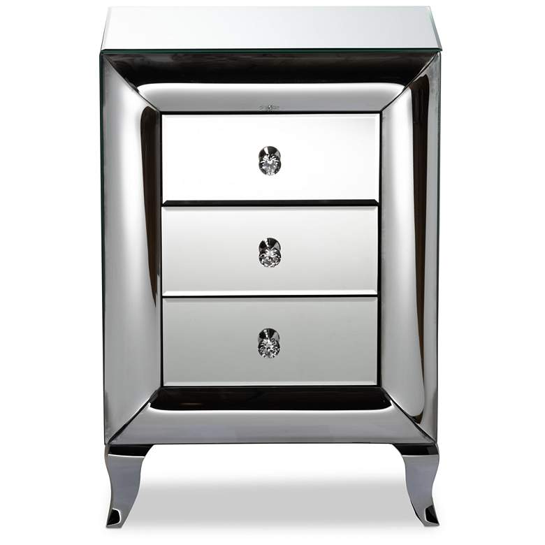 Image 5 Baxton Studio Pauline 18" Wide Mirrored 3-Drawer Nightstand more views