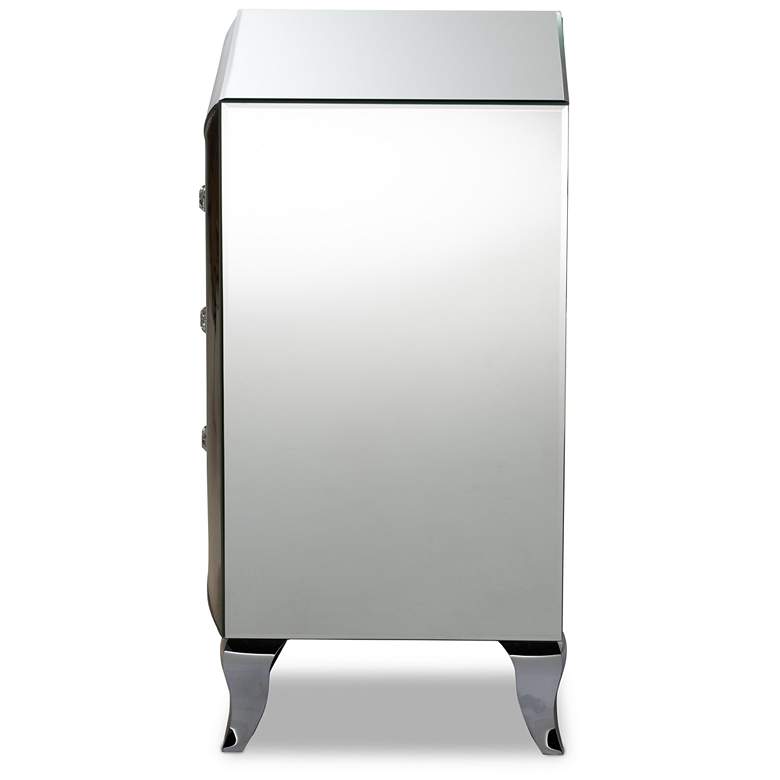 Image 7 Baxton Studio Pauline 18" Wide Mirrored 3-Drawer Nightstand more views