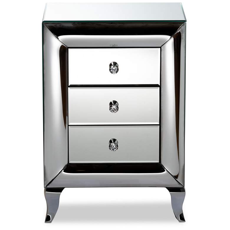 Image 4 Baxton Studio Pauline 18" Wide Mirrored 3-Drawer Nightstands Set of 2 more views