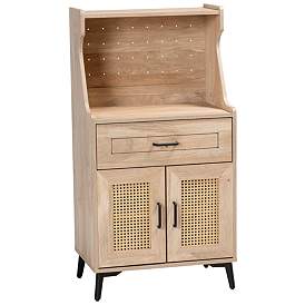 Image1 of Baxton Studio Pavone Mid-Century Modern Oak Brown Wood Kitchen Cabinet
