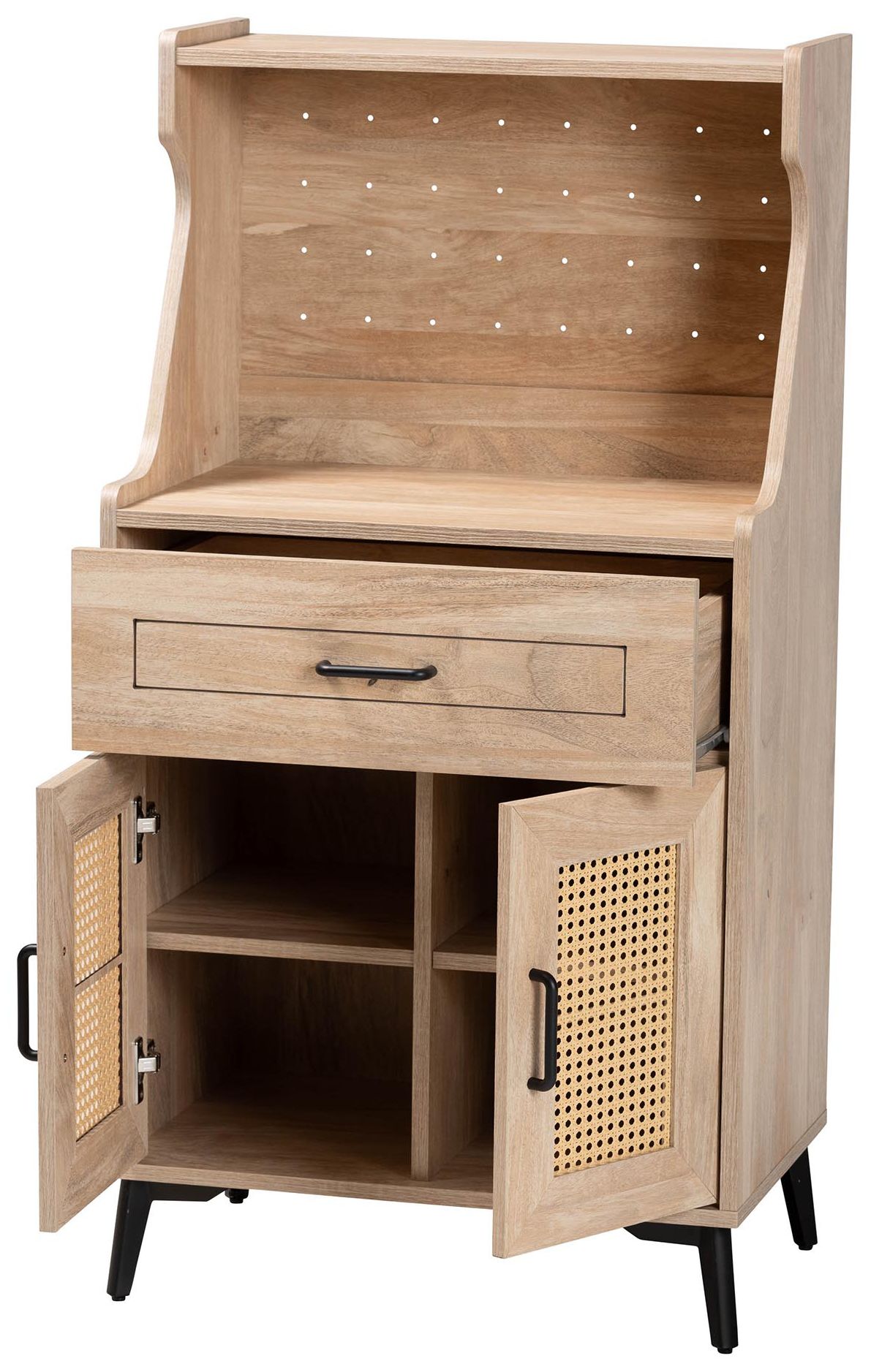 Image 3 Baxton Studio Pavone Mid-Century Modern Oak Brown Wood Kitchen Cabinet more views