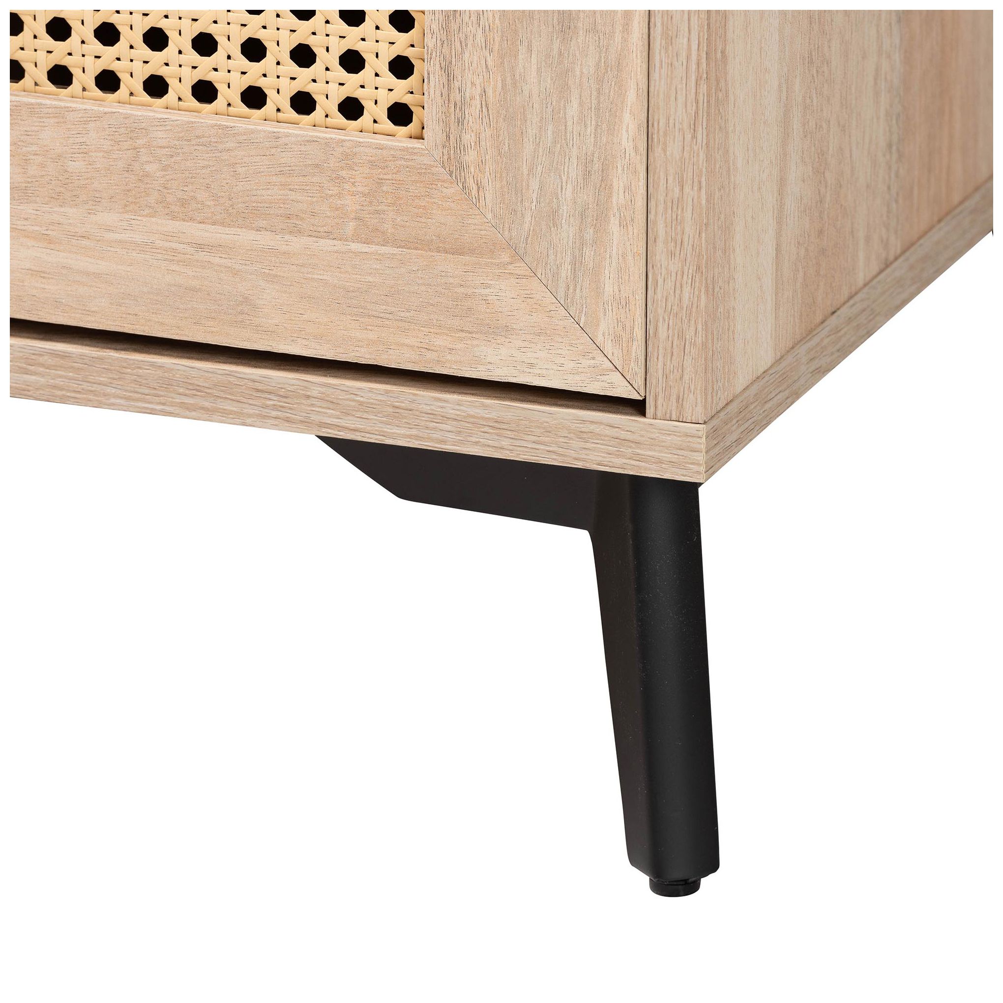 Baxton Studio Pavone Mid-Century Modern Oak Brown Wood Kitchen Cabinet