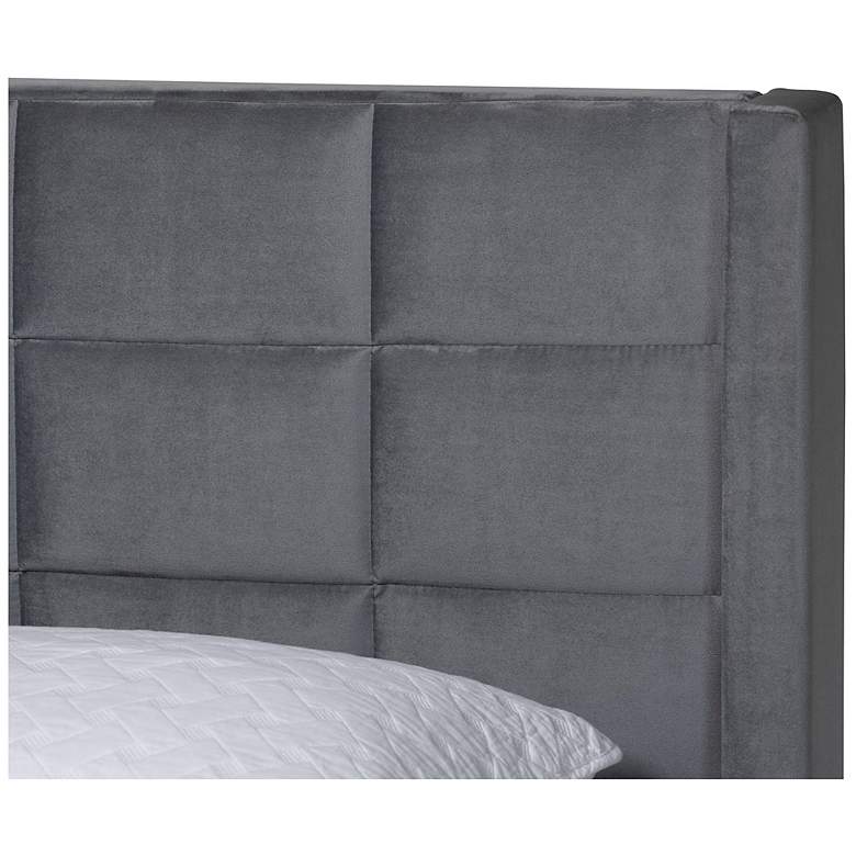 Image 6 Baxton Studio Payne Modern Glam Grey Velvet and Dark Brown Wood Queen Bed more views