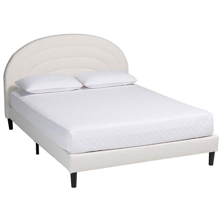 Image 2 Baxton Studio Pelagia Boucle Cream Fabric Upholstered Platform Queen Bed