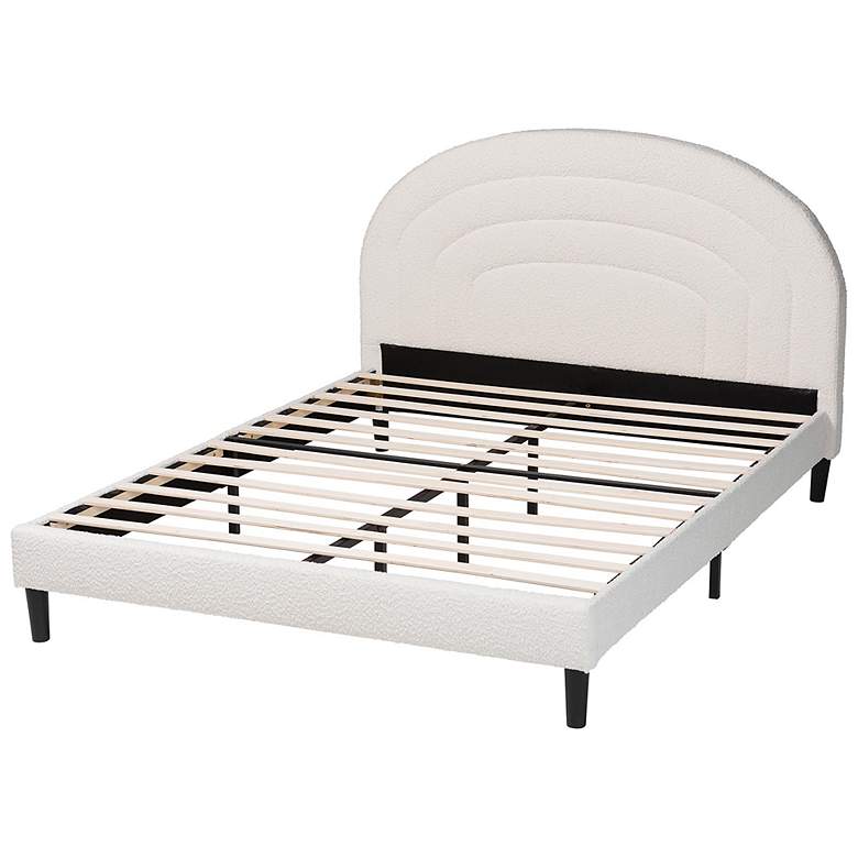 Image 4 Baxton Studio Pelagia Boucle Cream Fabric Upholstered Platform Queen Bed more views