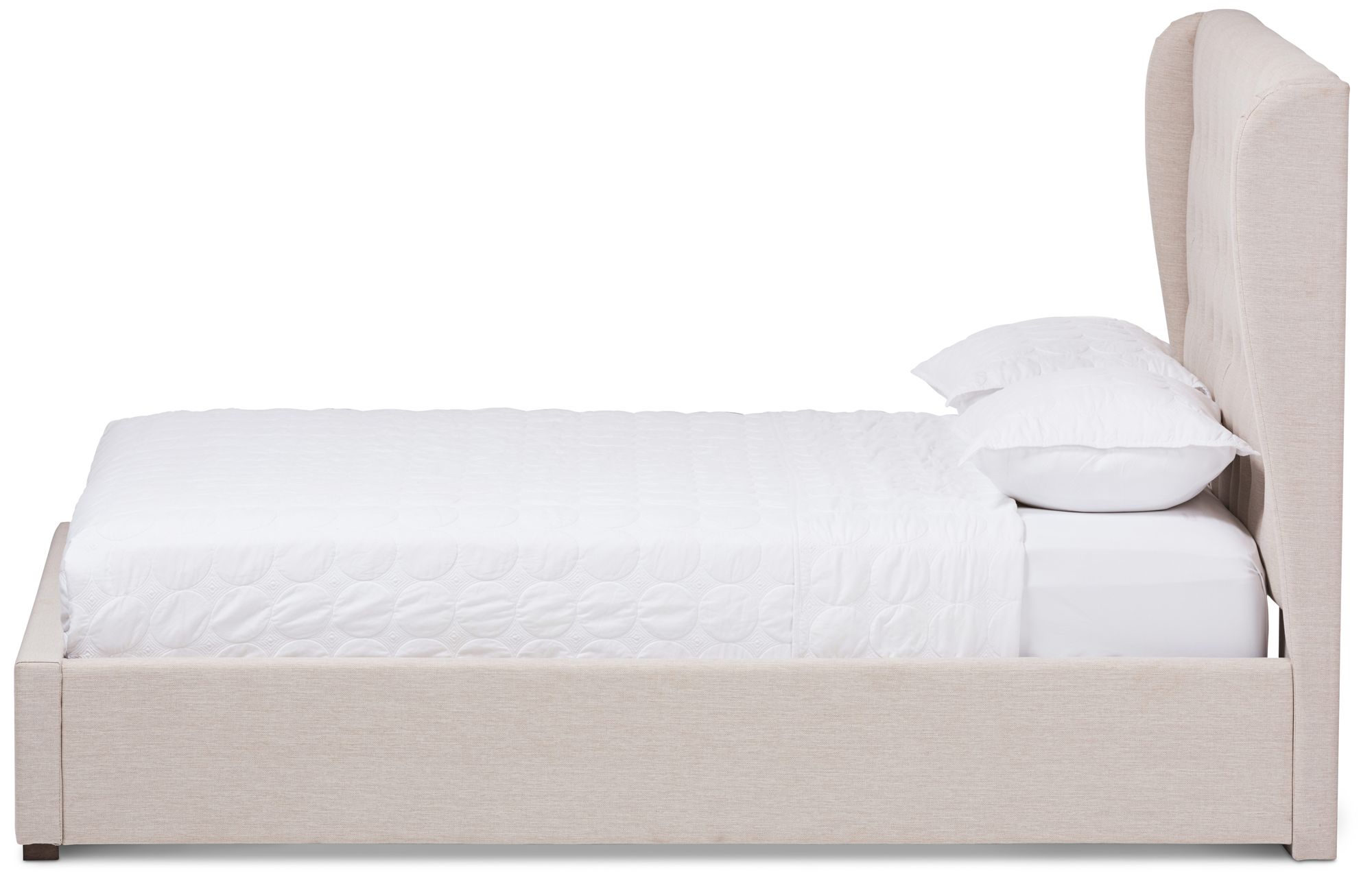 Baxton Studio Penelope Light Beige Fabric Queen Platform Bed 35H54