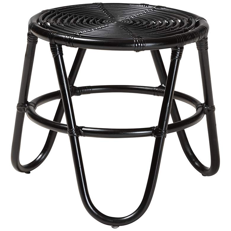 Image 5 Baxton Studio Pertessa 17 3/4"W Black Rattan Round End Table more views