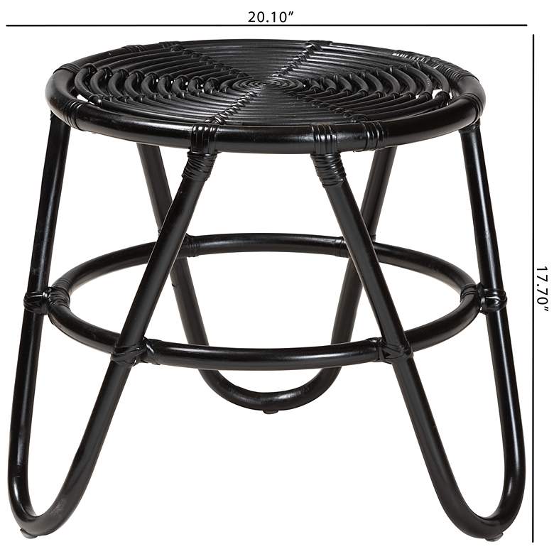 Image 6 Baxton Studio Pertessa 17 3/4"W Black Rattan Round End Table more views
