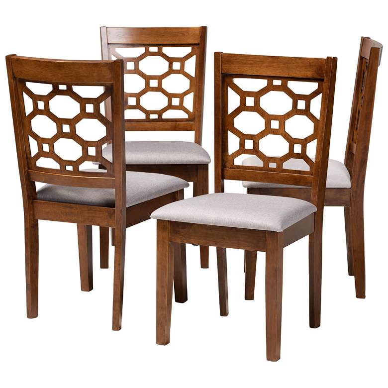 Image 1 Baxton Studio Peter Grey Fabric Upholstered Wood 4-Piece Dining Chair Set