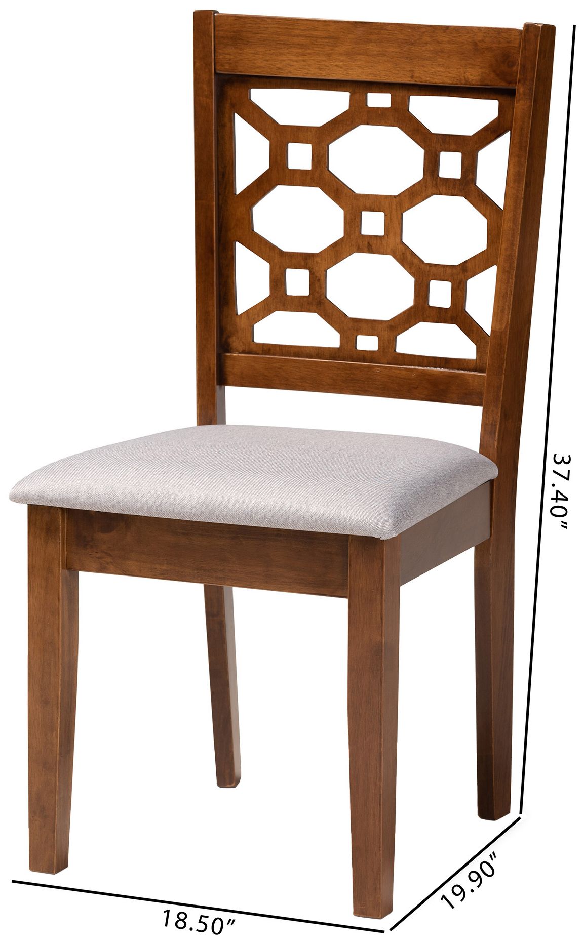 Image 5 Baxton Studio Peter Grey Fabric Upholstered Wood 4-Piece Dining Chair Set more views