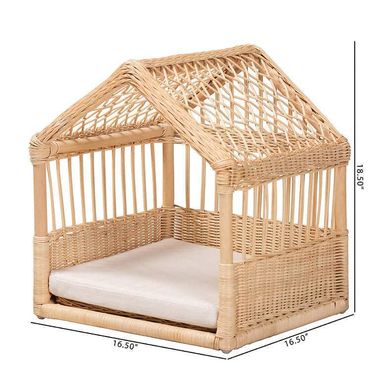 Image 7 Baxton Studio Pieta Natural Brown Rattan Pet Bed more views