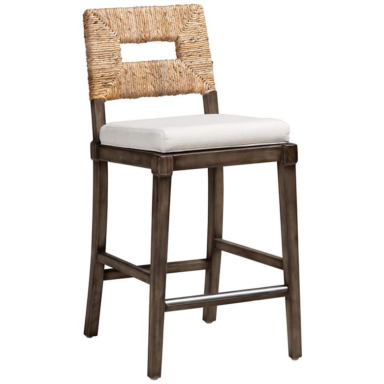 Image 2 Baxton Studio Porsha 27 inch Brown Wood Rattan Counter Stool