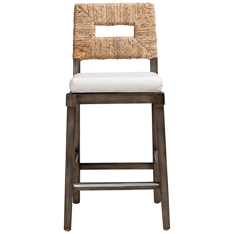 Image 6 Baxton Studio Porsha 27" Brown Wood Rattan Counter Stool more views