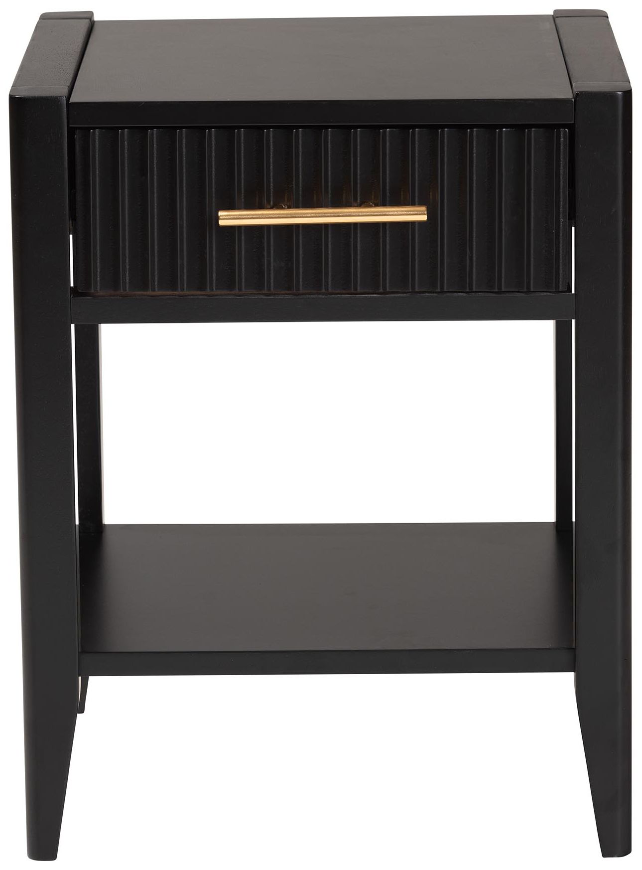 Image 4 Baxton Studio Primrose Mid-Century Black Fluted Wood 1-Drawer Nightstand more views
