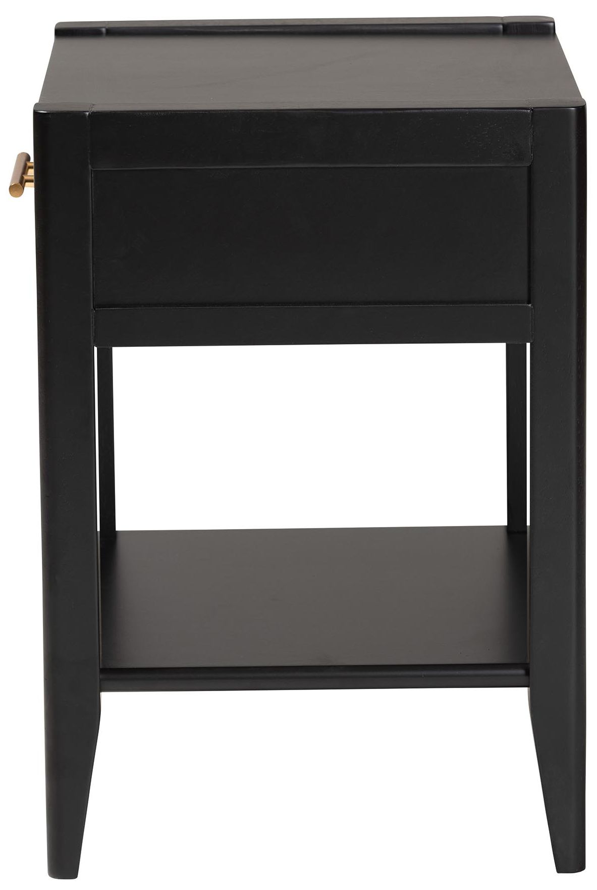 Image 5 Baxton Studio Primrose Mid-Century Black Fluted Wood 1-Drawer Nightstand more views