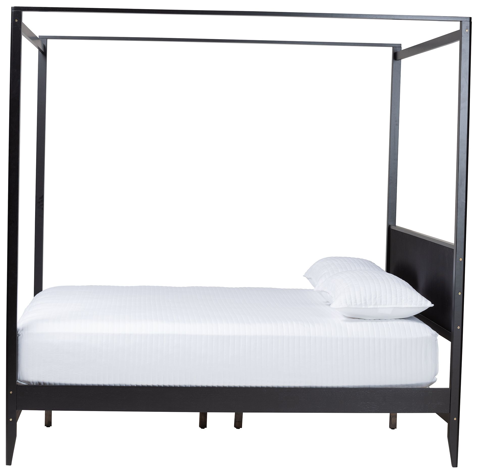 Image 3 Baxton Studio Primrose Mid-Century Black Fluted Wood King Size Canopy Bed more views