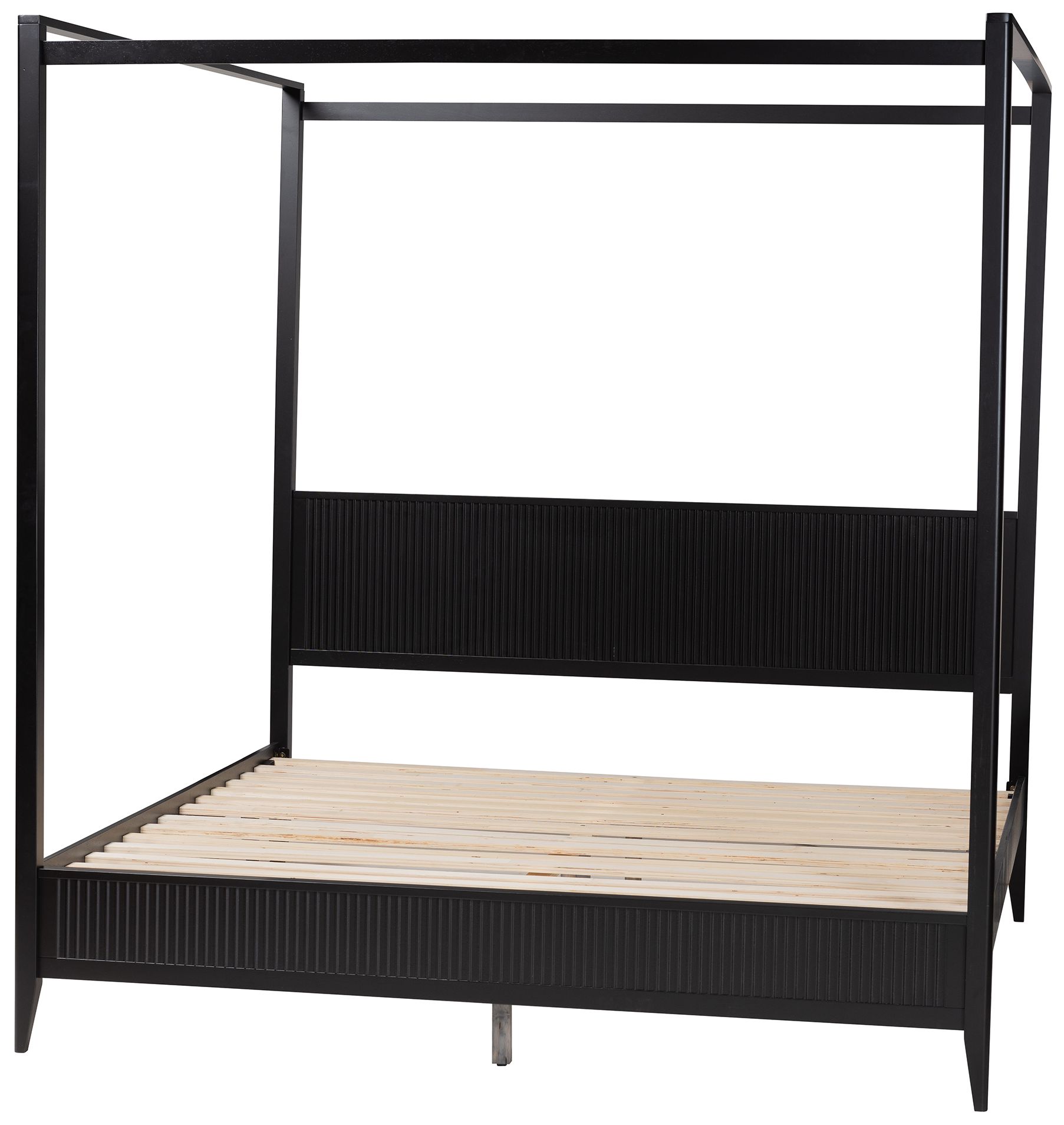 Image 4 Baxton Studio Primrose Mid-Century Black Fluted Wood King Size Canopy Bed more views
