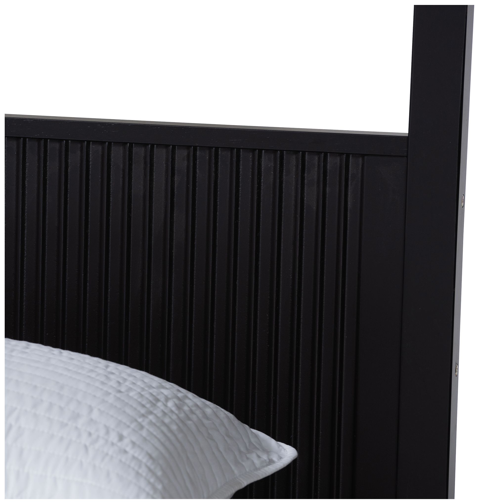 Image 5 Baxton Studio Primrose Mid-Century Black Fluted Wood King Size Canopy Bed more views