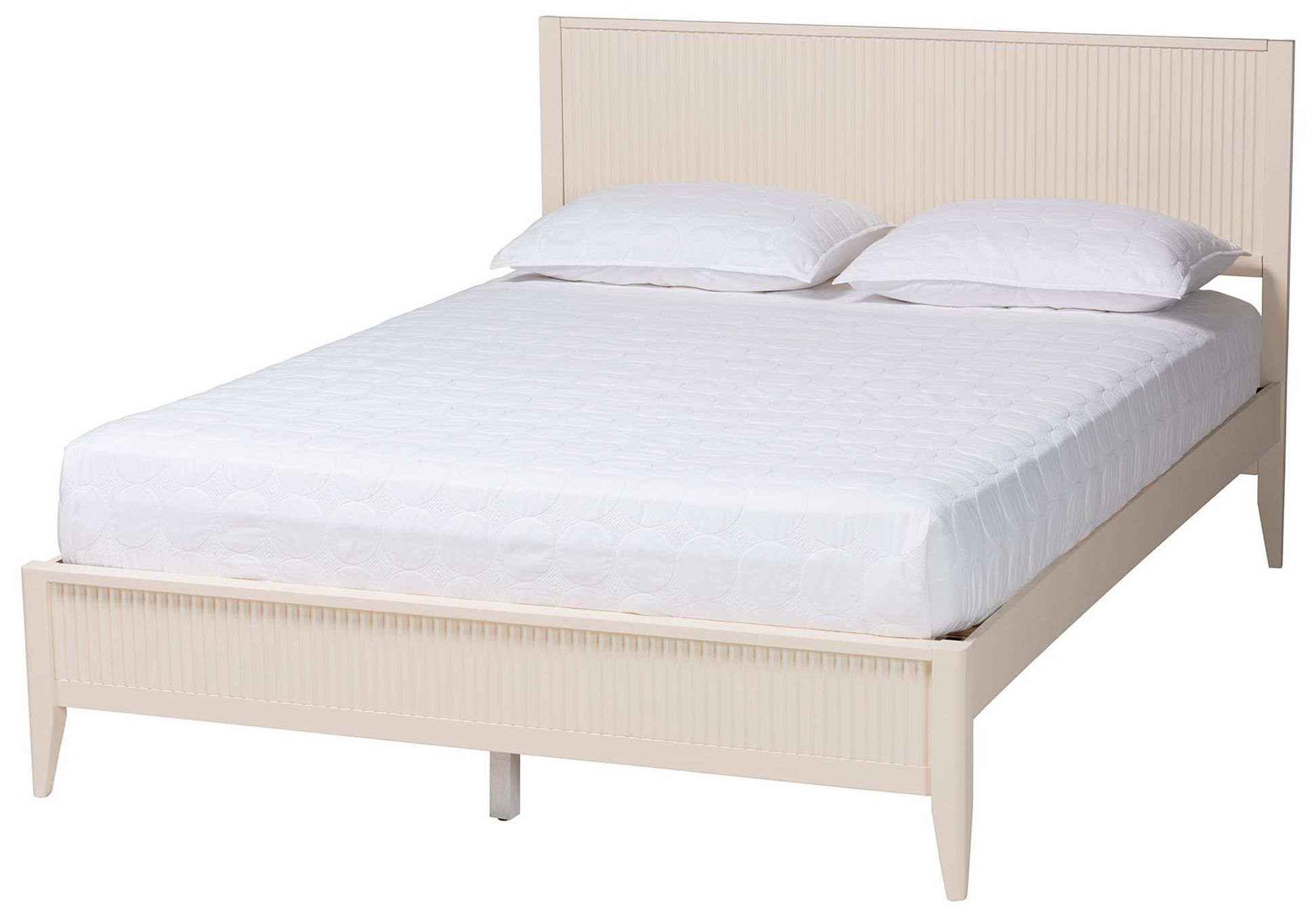 Thumbnail2 of Baxton Studio Primrose Mid-Century Ivory Fluted Wood King Size Platform Bed