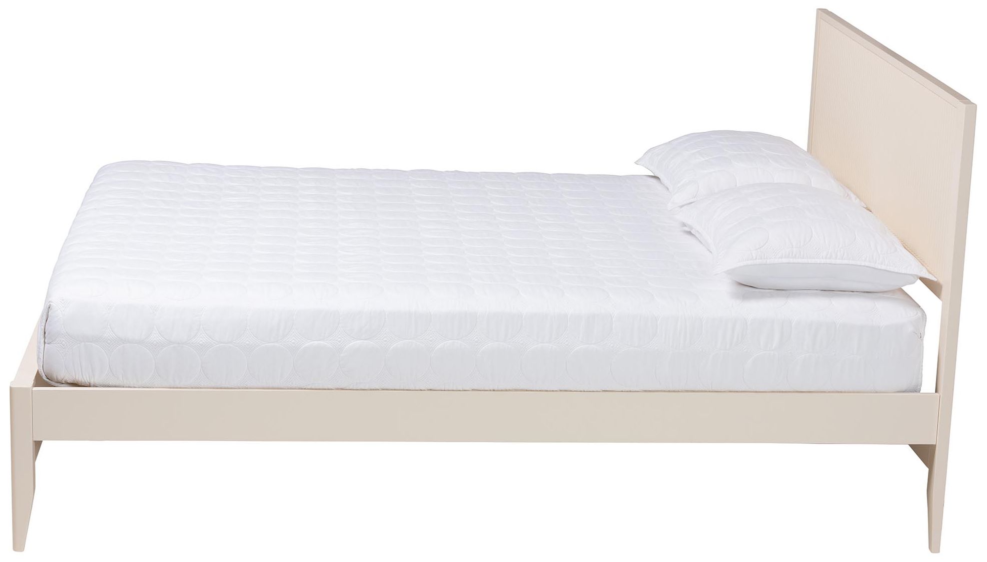 Thumbnail3 of Baxton Studio Primrose Mid-Century Ivory Fluted Wood King Size Platform Bed more views