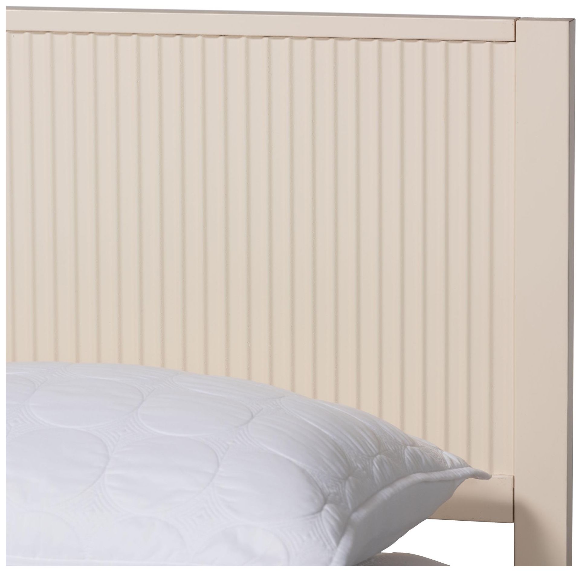 Baxton Studio Primrose Mid-Century Ivory Fluted Wood King Size Platform Bed