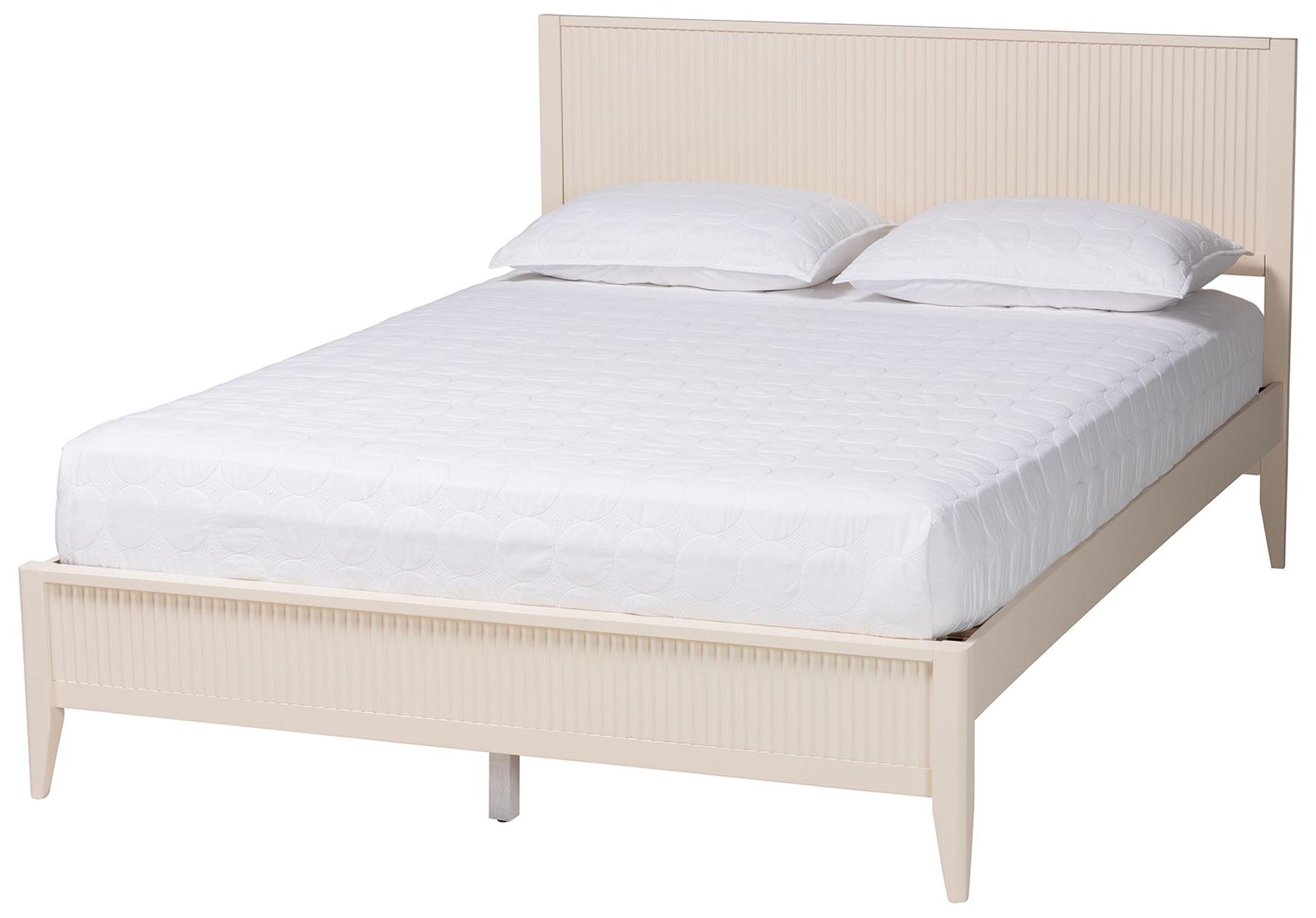 Thumbnail3 of Baxton Studio Primrose Mid-Century Ivory Queen Size 4-Piece Bedroom Set more views