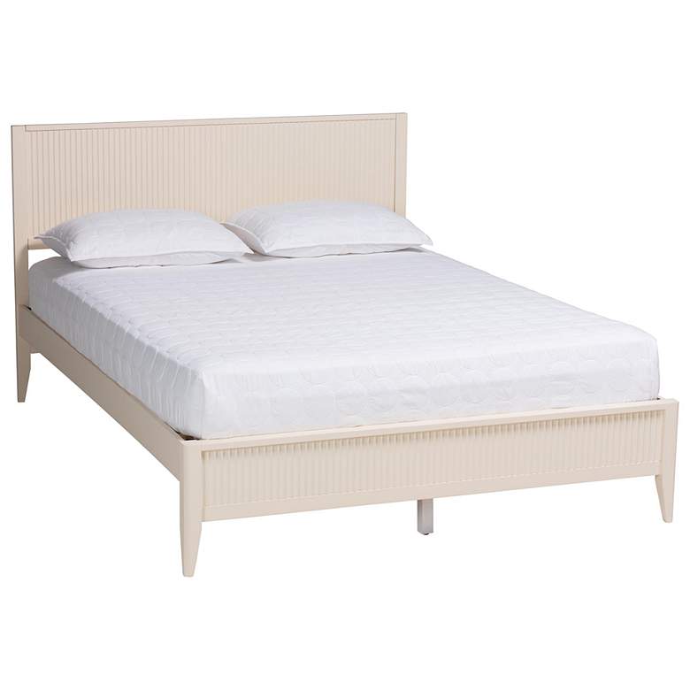Image 1 Baxton Studio Primrose Mid-Century Ivory Queen Size Platform Bed