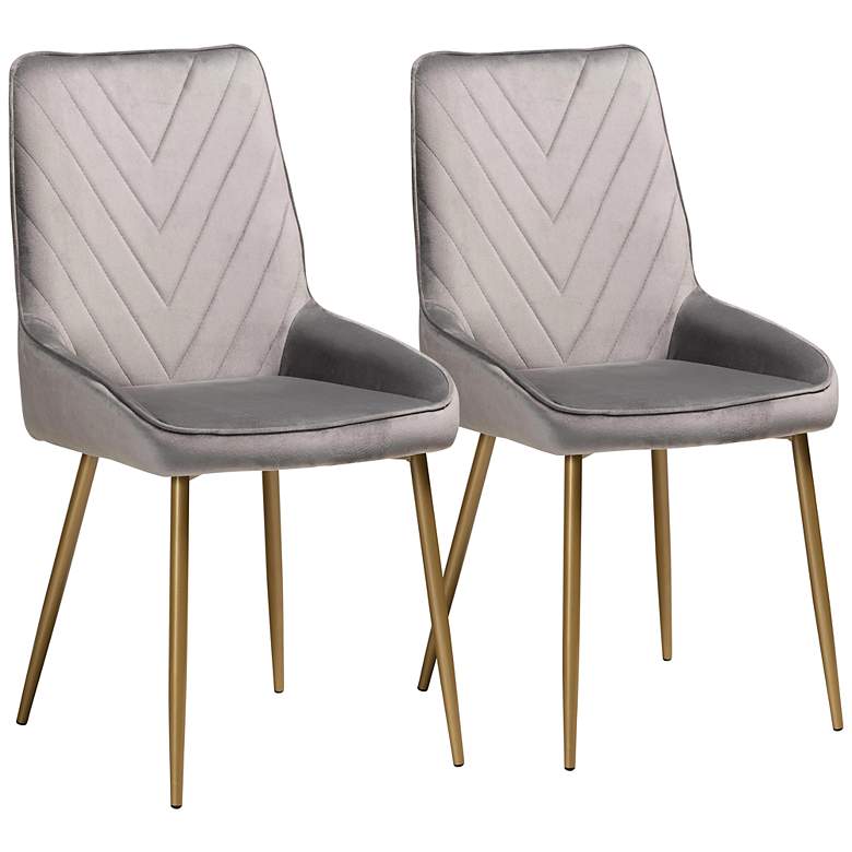 Image 1 Baxton Studio Priscilla Gray Velvet Dining Chairs Set of 2