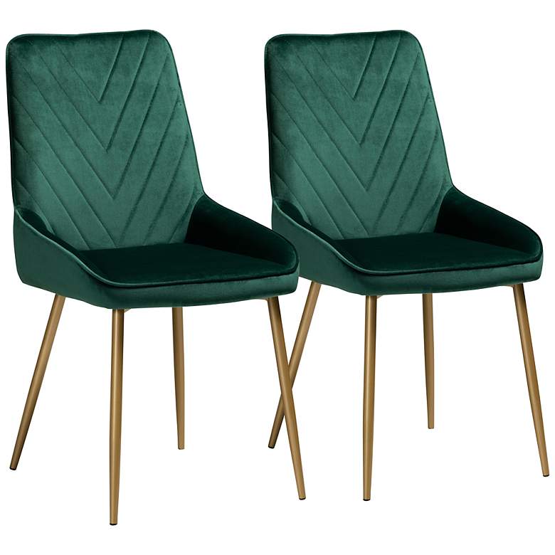 Image 1 Baxton Studio Priscilla Green Velvet Dining Chairs Set of 2