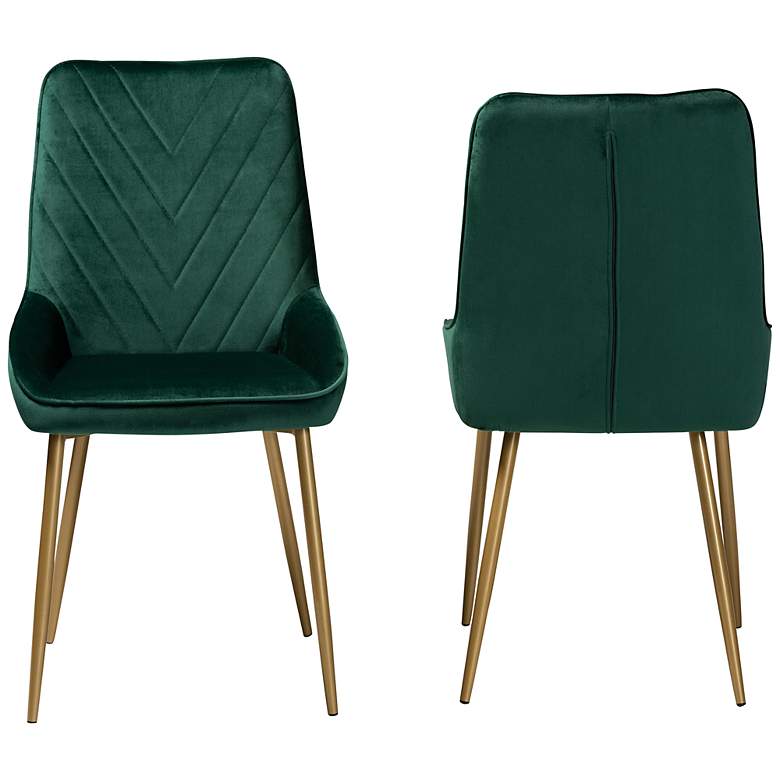 Image 5 Baxton Studio Priscilla Green Velvet Dining Chairs Set of 2 more views