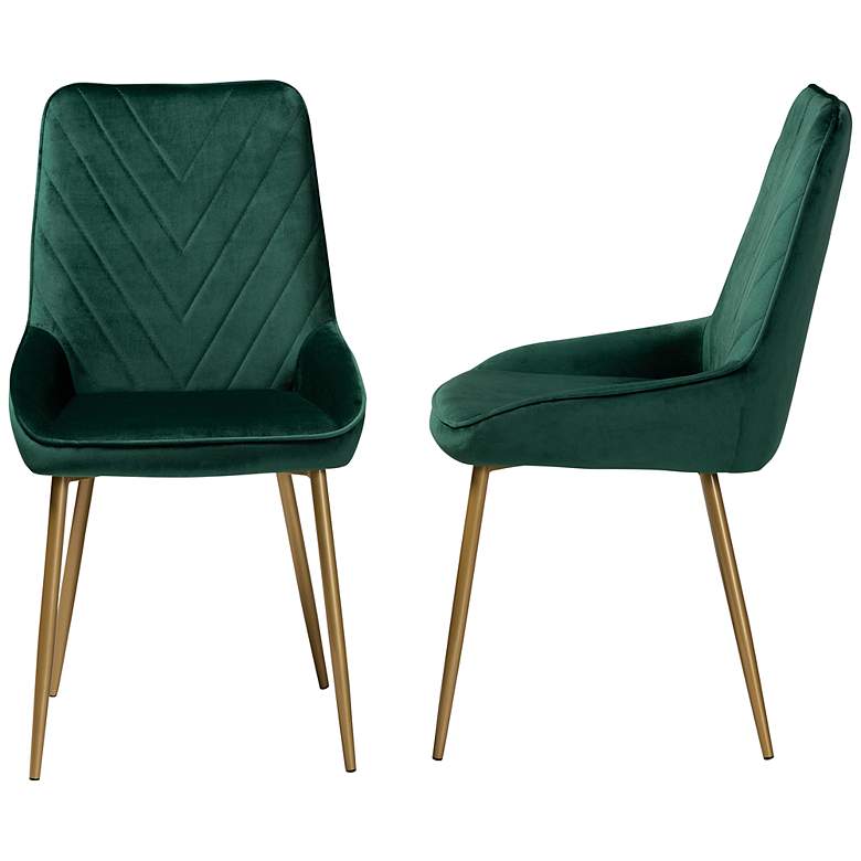 Image 6 Baxton Studio Priscilla Green Velvet Dining Chairs Set of 2 more views