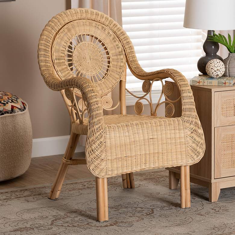 Image 1 Baxton Studio Putri Natural Brown Rattan Arm Chair