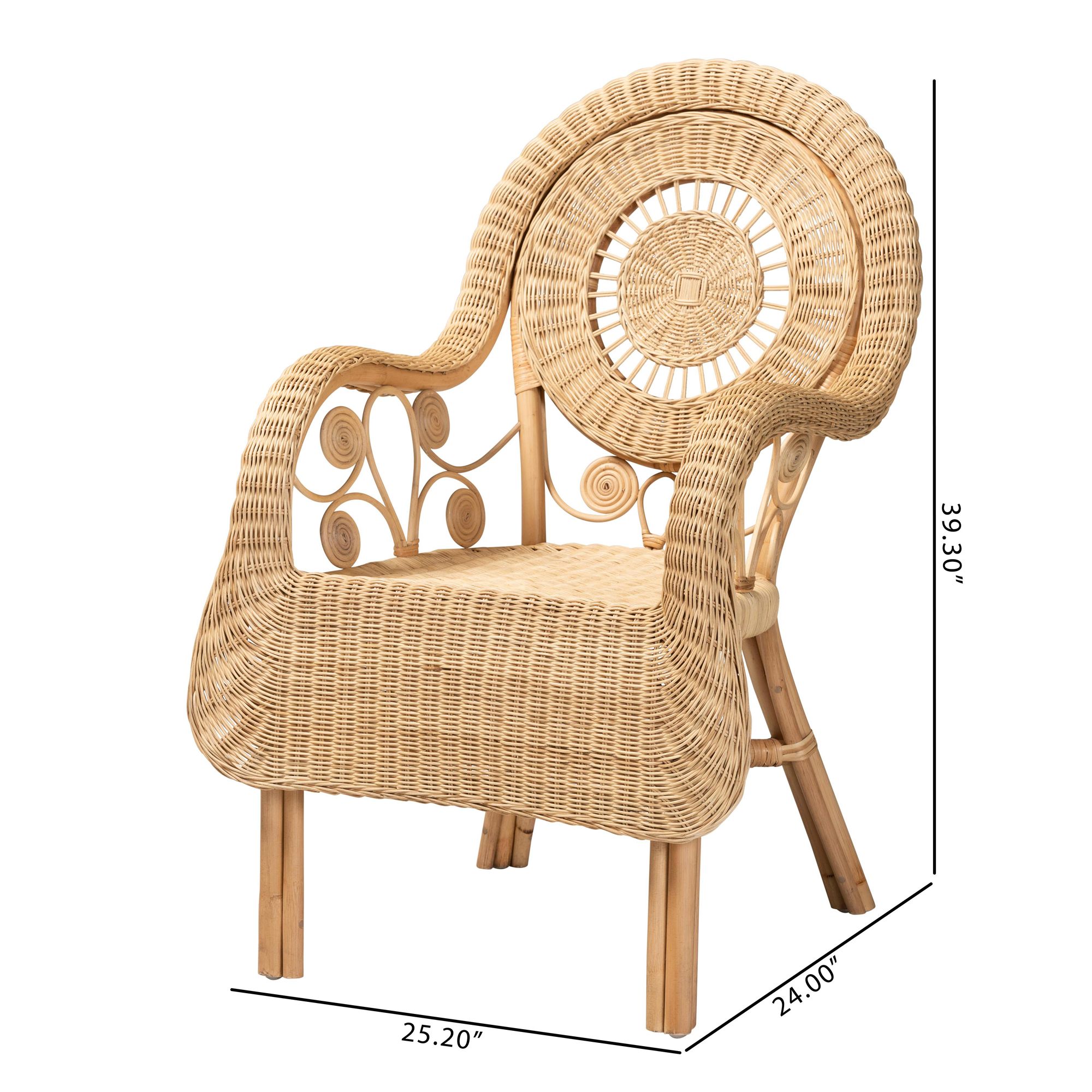 Baxton Studio Putri Natural Brown Rattan Arm Chair