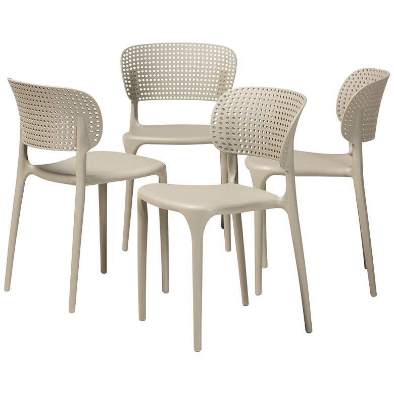 Image 2 Baxton Studio Rae Beige Stackable Dining Chairs Set of 4