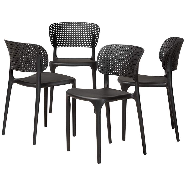 Image 1 Baxton Studio Rae Black Stackable Dining Chairs Set of 4