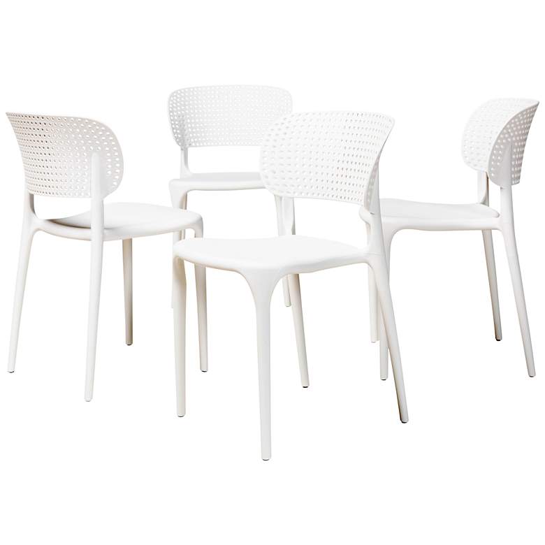 Image 2 Baxton Studio Rae White Stackable Dining Chairs Set of 4