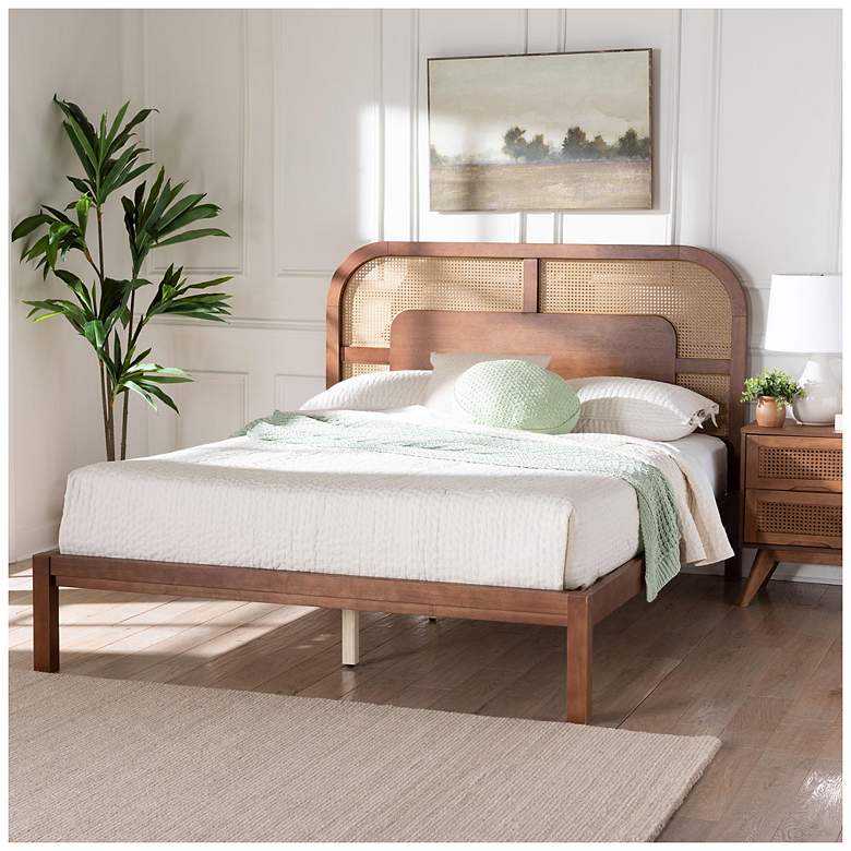 Image 1 Baxton Studio Raewyn Wood Platform Bed - Low Profile Bed Frame, Queen