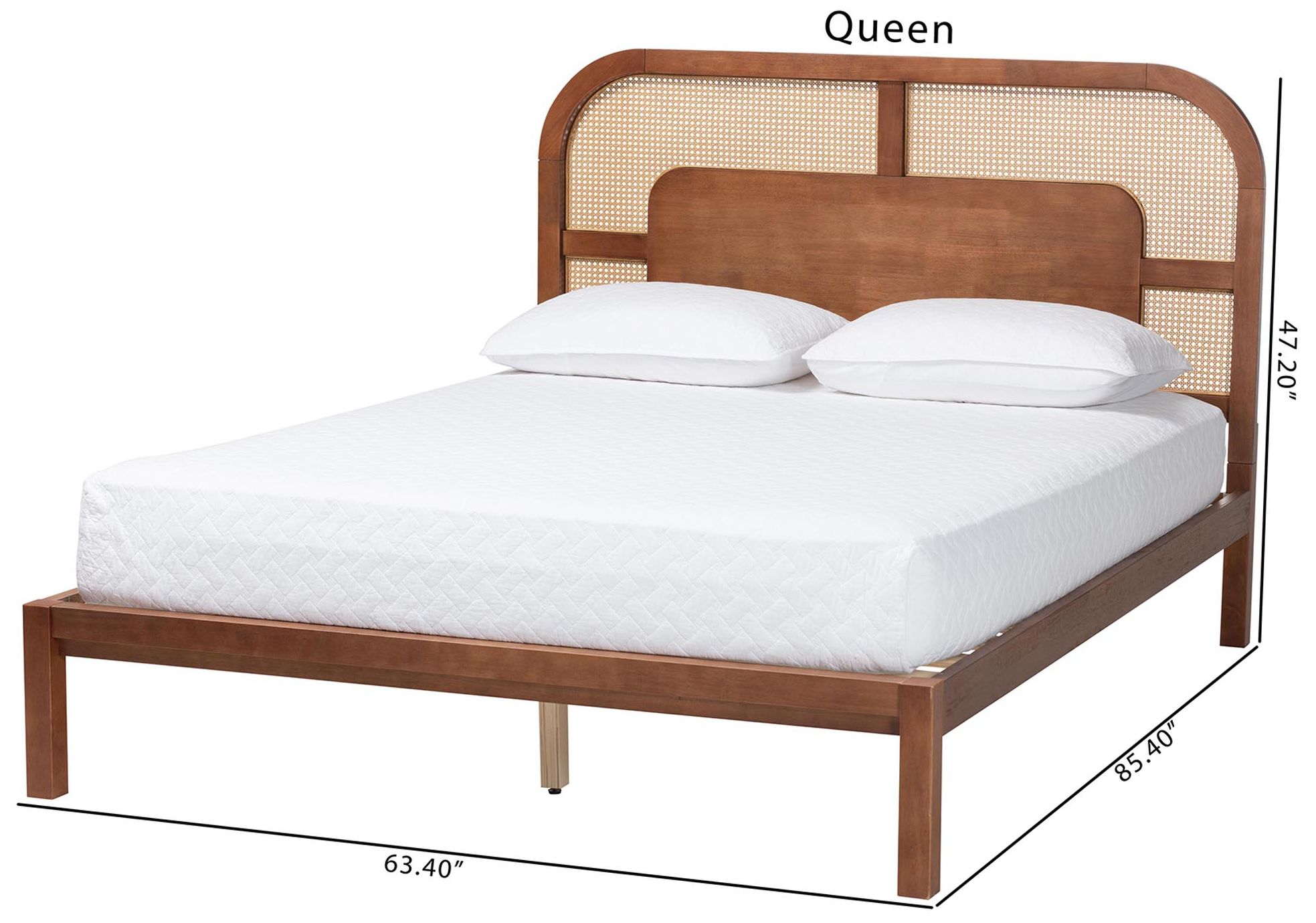Baxton Studio Raewyn Wood Platform Bed -  Low Profile Bed Frame, Queen