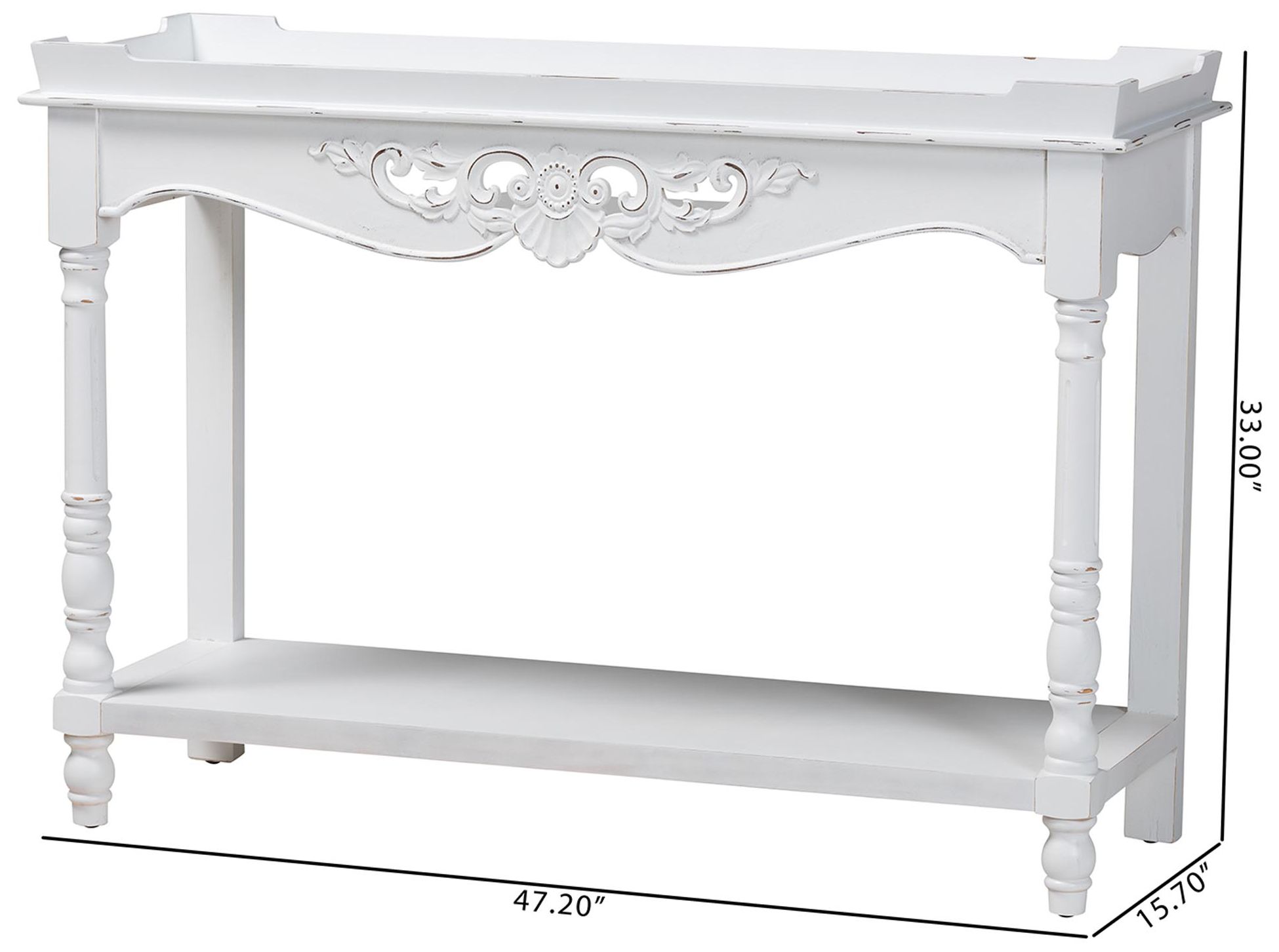 Baxton Studio Rafferty Distressed Console Table - White Accent Table
