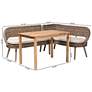 Baxton Studio Raisa Rattan Bench and Wood Table 3-Piece Dining Nook Set