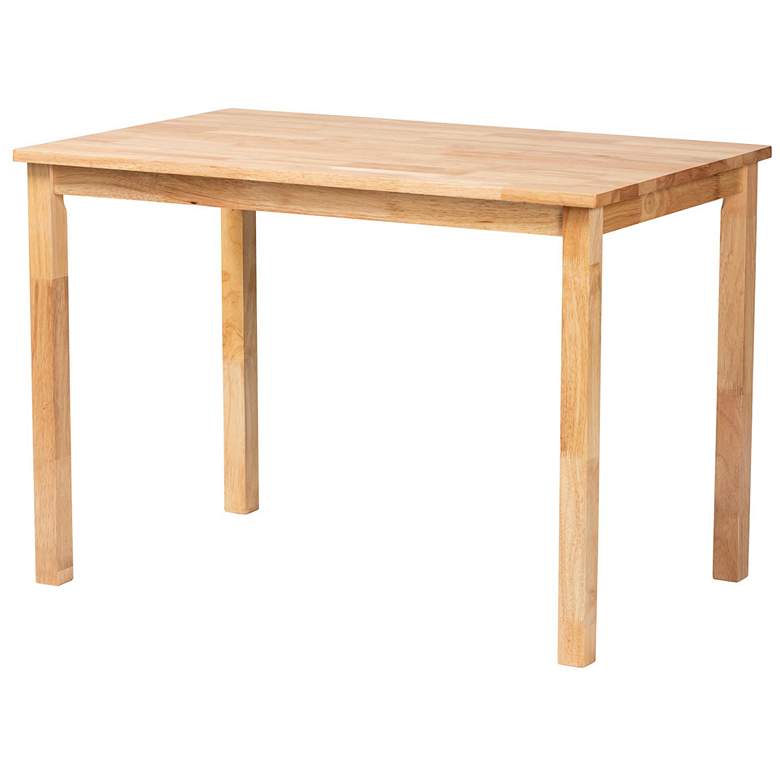 Image 5 Baxton Studio Raisa Rattan Bench and Wood Table 3-Piece Dining Nook Set more views