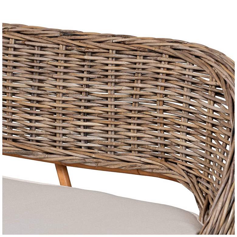 Image 7 Baxton Studio Raisa Rattan Bench and Wood Table 3-Piece Dining Nook Set more views