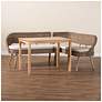 Baxton Studio Raisa Rattan Bench and Wood Table 3-Piece Dining Nook Set