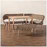 Baxton Studio Raisa Rattan Bench and Wood Table 4-Piece Dining Nook Set