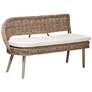 3_Baxton Studio Raisa Rattan Bench and Wood Table 4-Piece Dining Nook Set more views