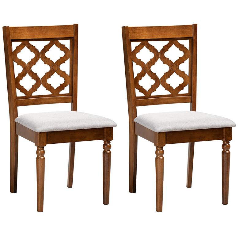 Image 1 Baxton Studio Ramiro Grey Fabric Upholstered Wood 2-Piece Dining Chair Set