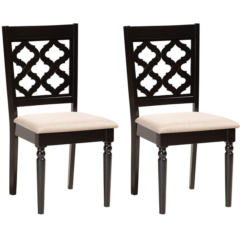 Image 1 Baxton Studio Ramiro Sand Fabric Upholstered Wood 2-Piece Dining Chair Set