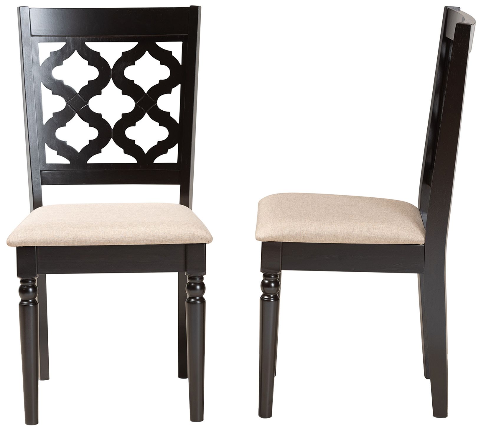 Image 4 Baxton Studio Ramiro Sand Fabric Upholstered Wood 2-Piece Dining Chair Set more views